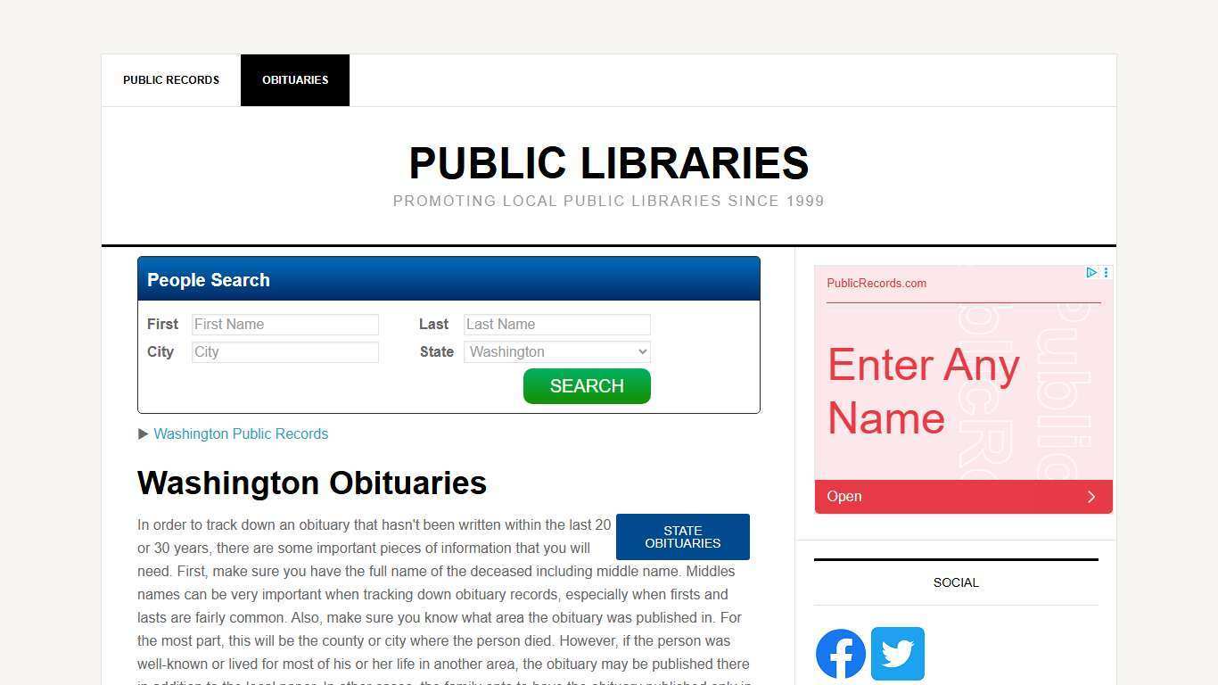 Washington Obituaries