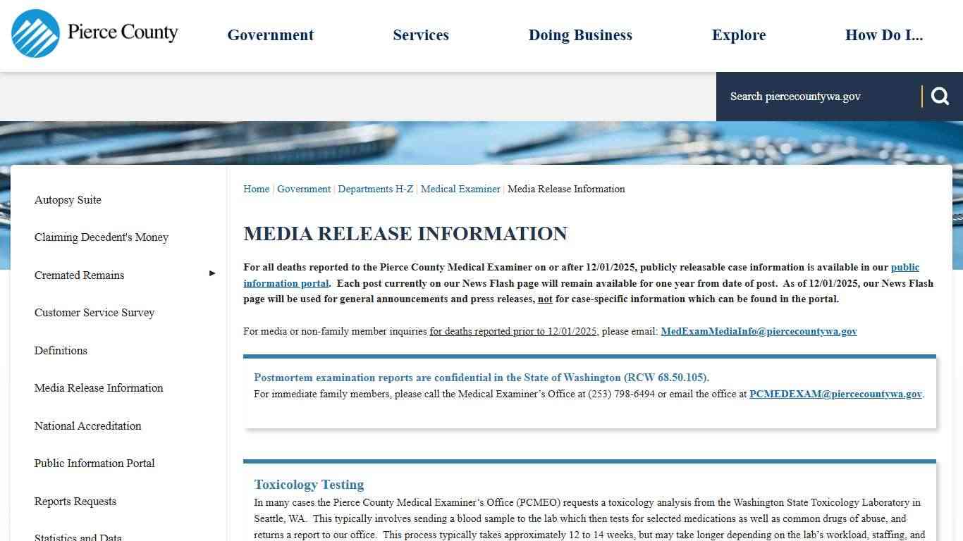 Media Release Information | Pierce County, WA - Official Website