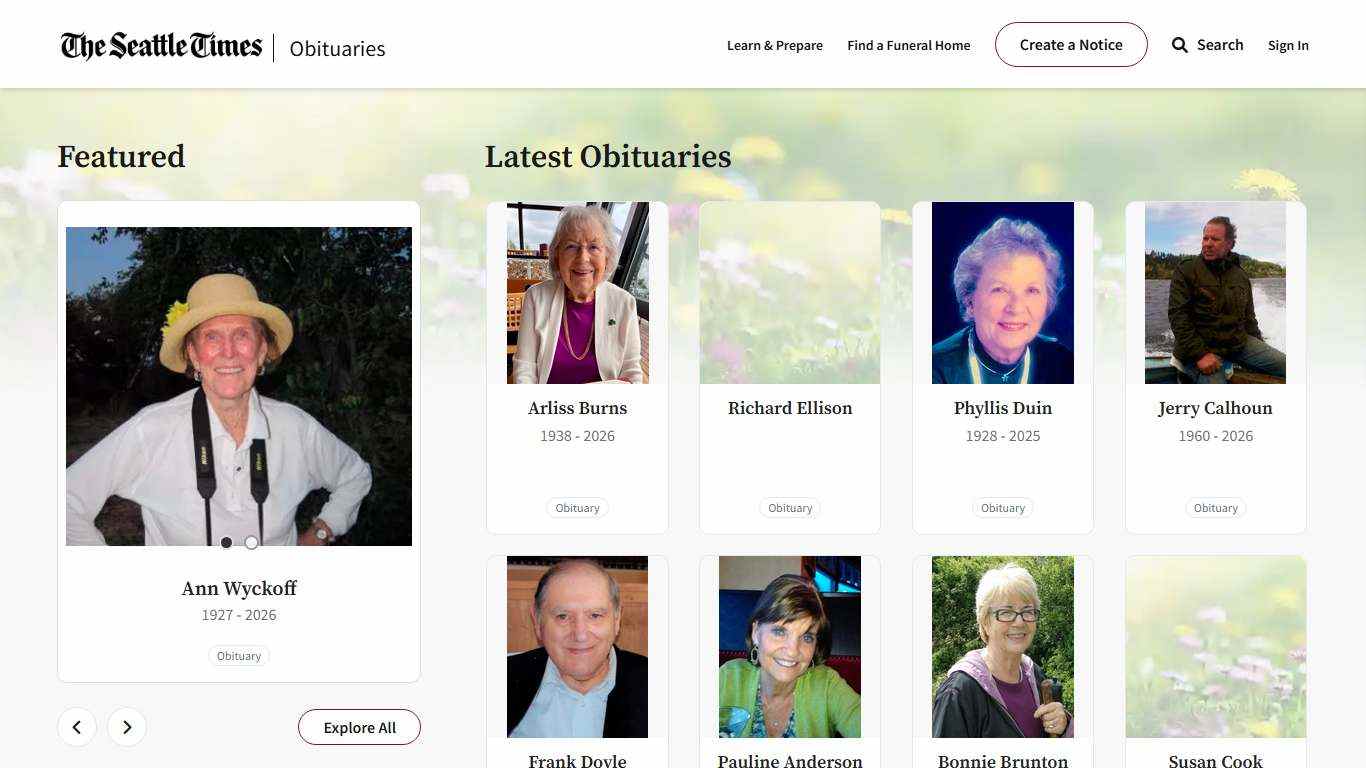 Obituaries | Seattle Times